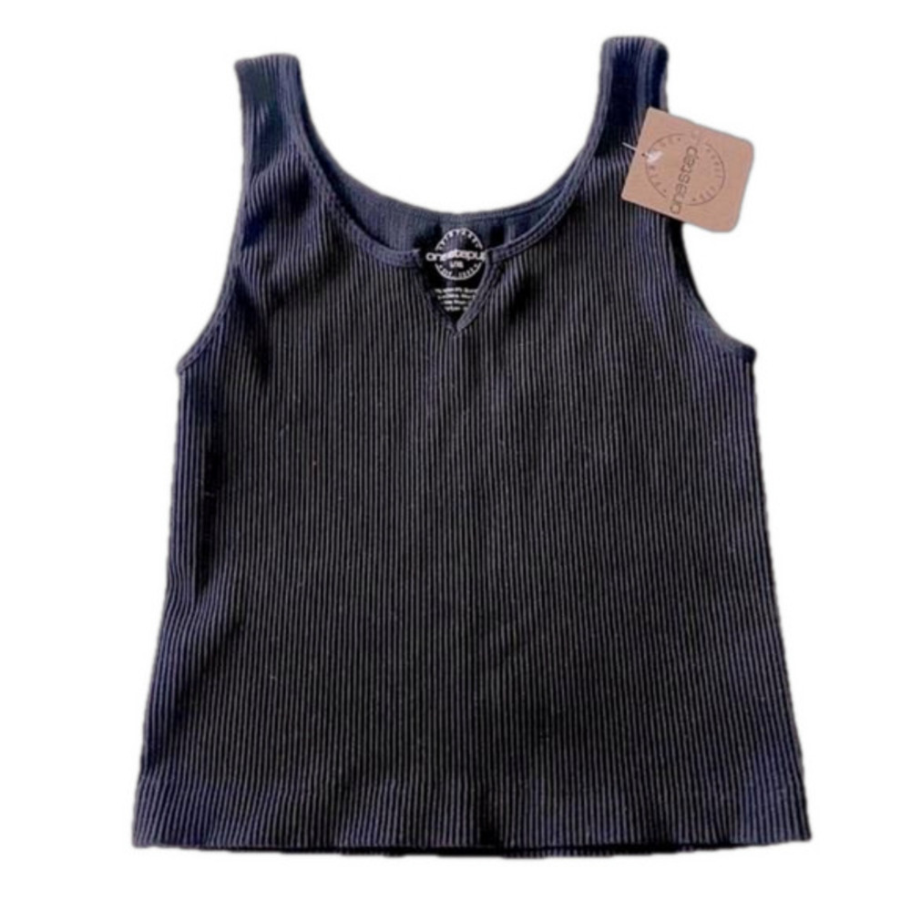 One Step Up Vintage Style Crop Top Juniors Black Size L/XL
